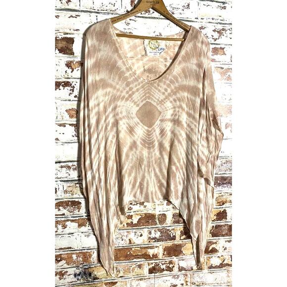 Blue Life Tie Dye Spiral Oversized Lightweight Knit Poncho Cover Up - Picture 3 of 8